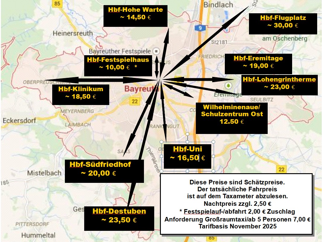 Bayreuth Stadt Taxipreise Bayreuth Stadt Taxipreise